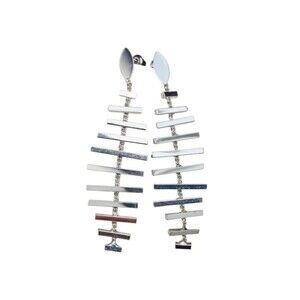 Silver tone Modern Geometric Dangle Earrings